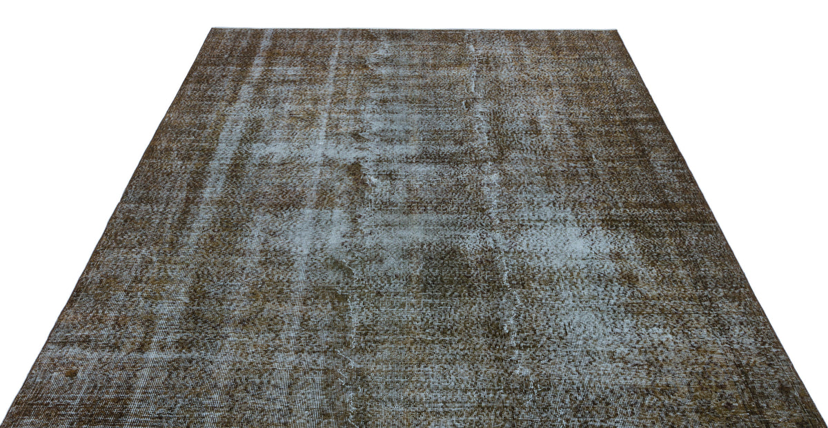 Brown Over Dyed Vintage Rug 6&#39;5&#39;&#39; x 10&#39;2&#39;&#39; ft 195 x 311 cm