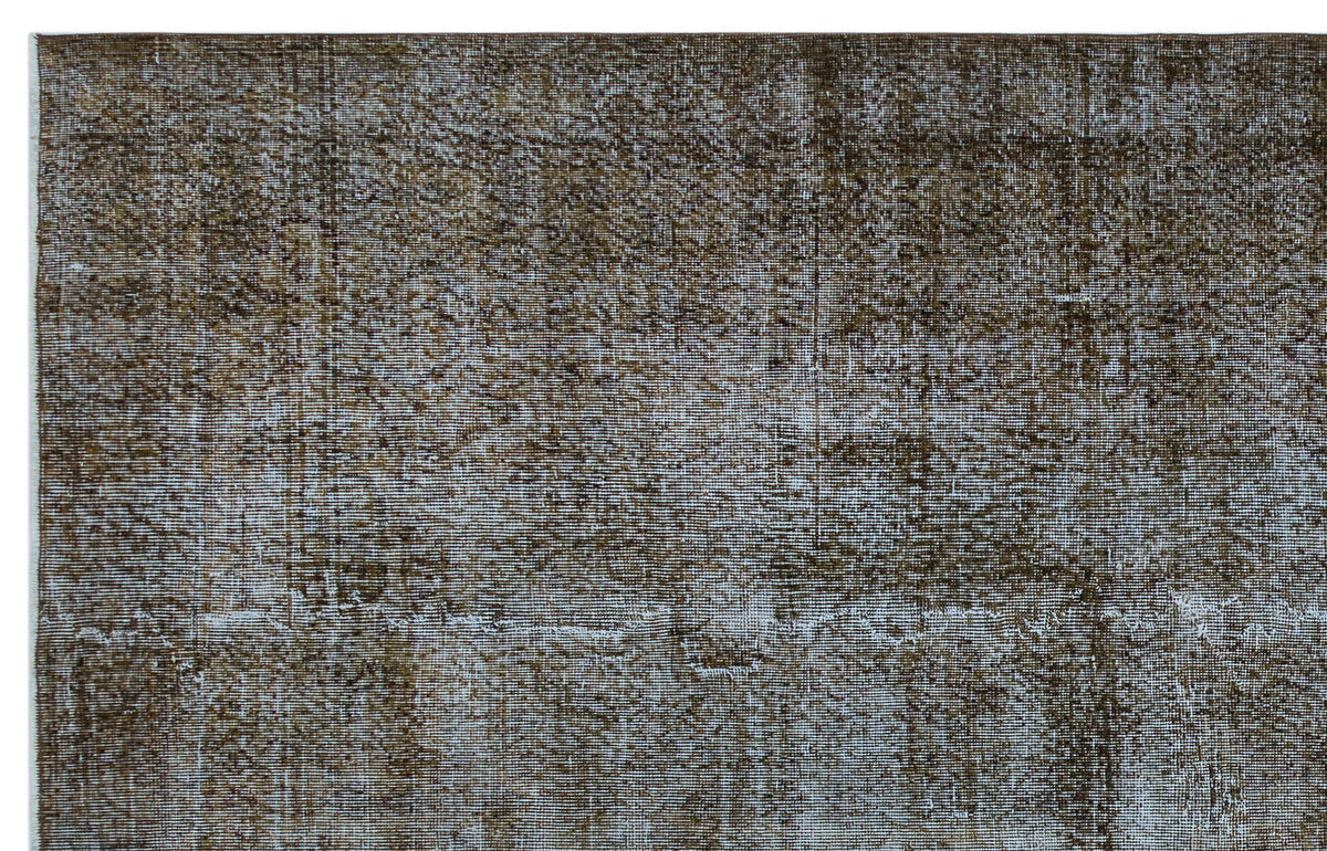 Brown Over Dyed Vintage Rug 6&#39;5&#39;&#39; x 10&#39;2&#39;&#39; ft 195 x 311 cm