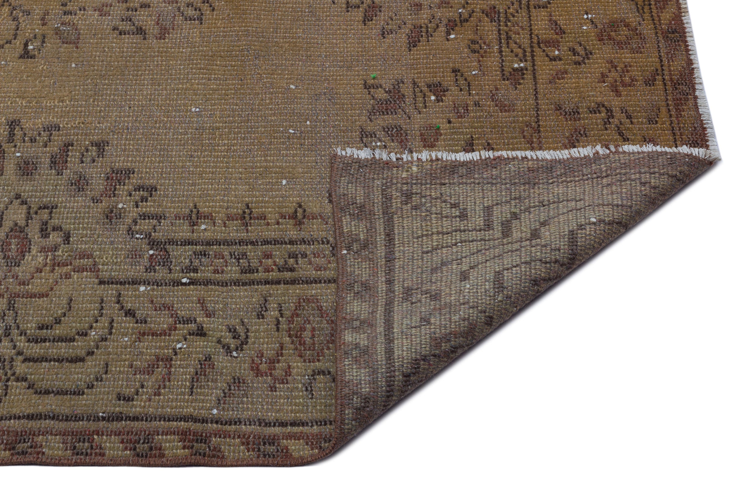 Brown Over Dyed Vintage Rug 5'6'' x 8'6'' ft 168 x 258 cm