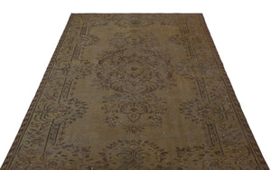 Brown Over Dyed Vintage Rug 5'6'' x 8'6'' ft 168 x 258 cm