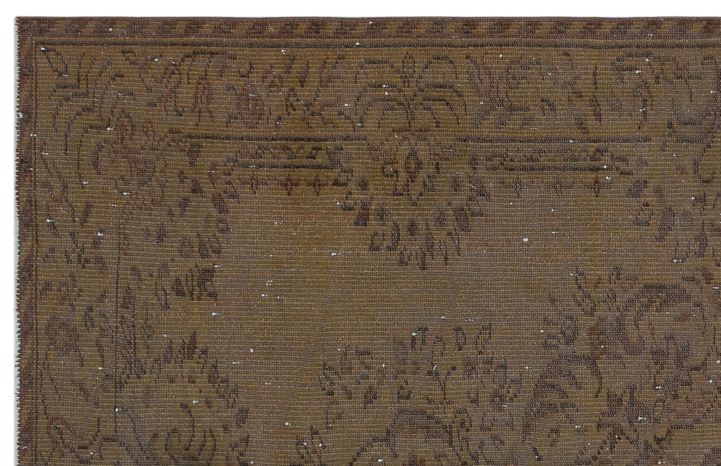 Brown Over Dyed Vintage Rug 5'6'' x 8'6'' ft 168 x 258 cm