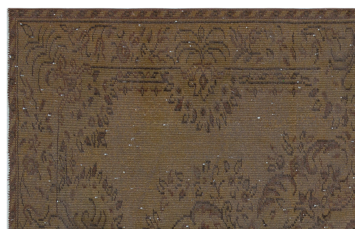 Brown Over Dyed Vintage Rug 5&#39;6&#39;&#39; x 8&#39;6&#39;&#39; ft 168 x 258 cm