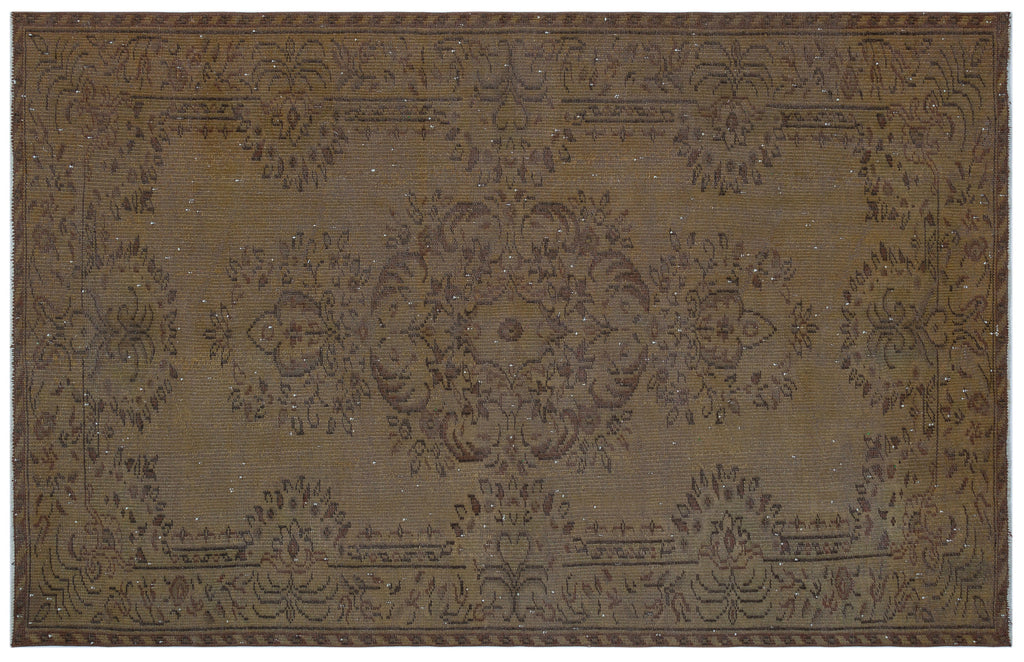 Brown Over Dyed Vintage Rug 5'6'' x 8'6'' ft 168 x 258 cm