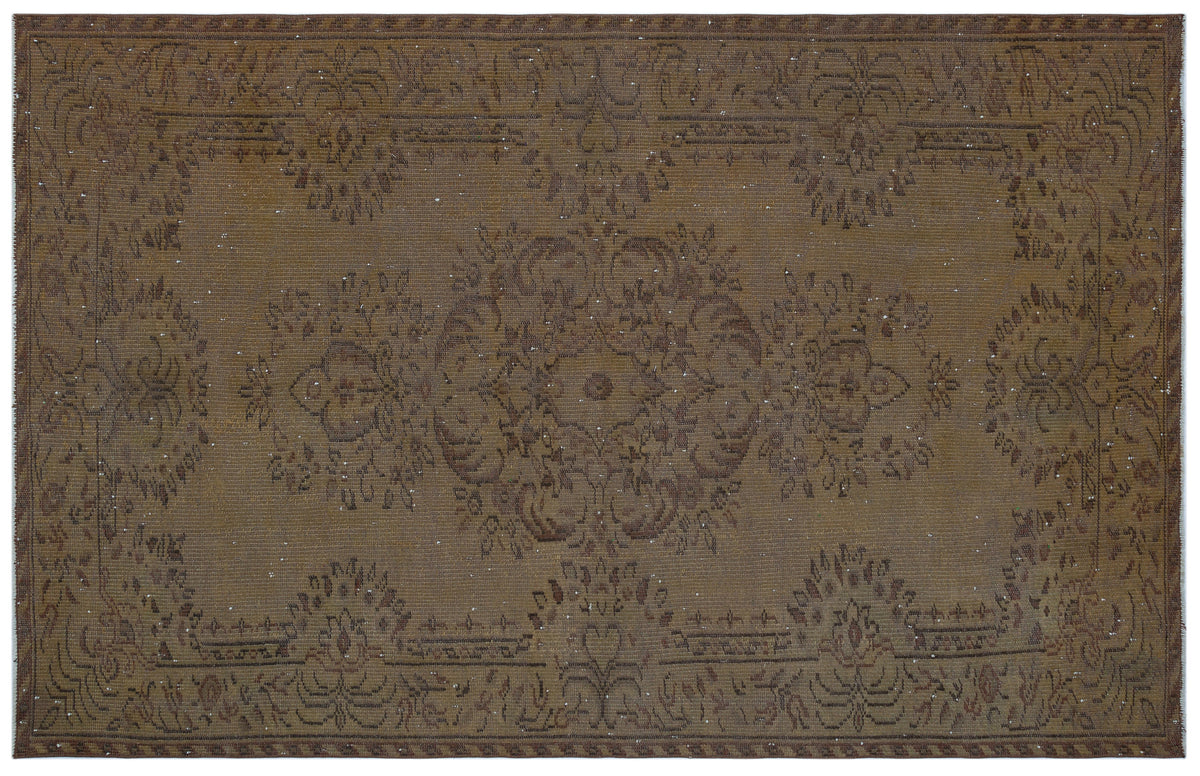 Brown Over Dyed Vintage Rug 5&#39;6&#39;&#39; x 8&#39;6&#39;&#39; ft 168 x 258 cm