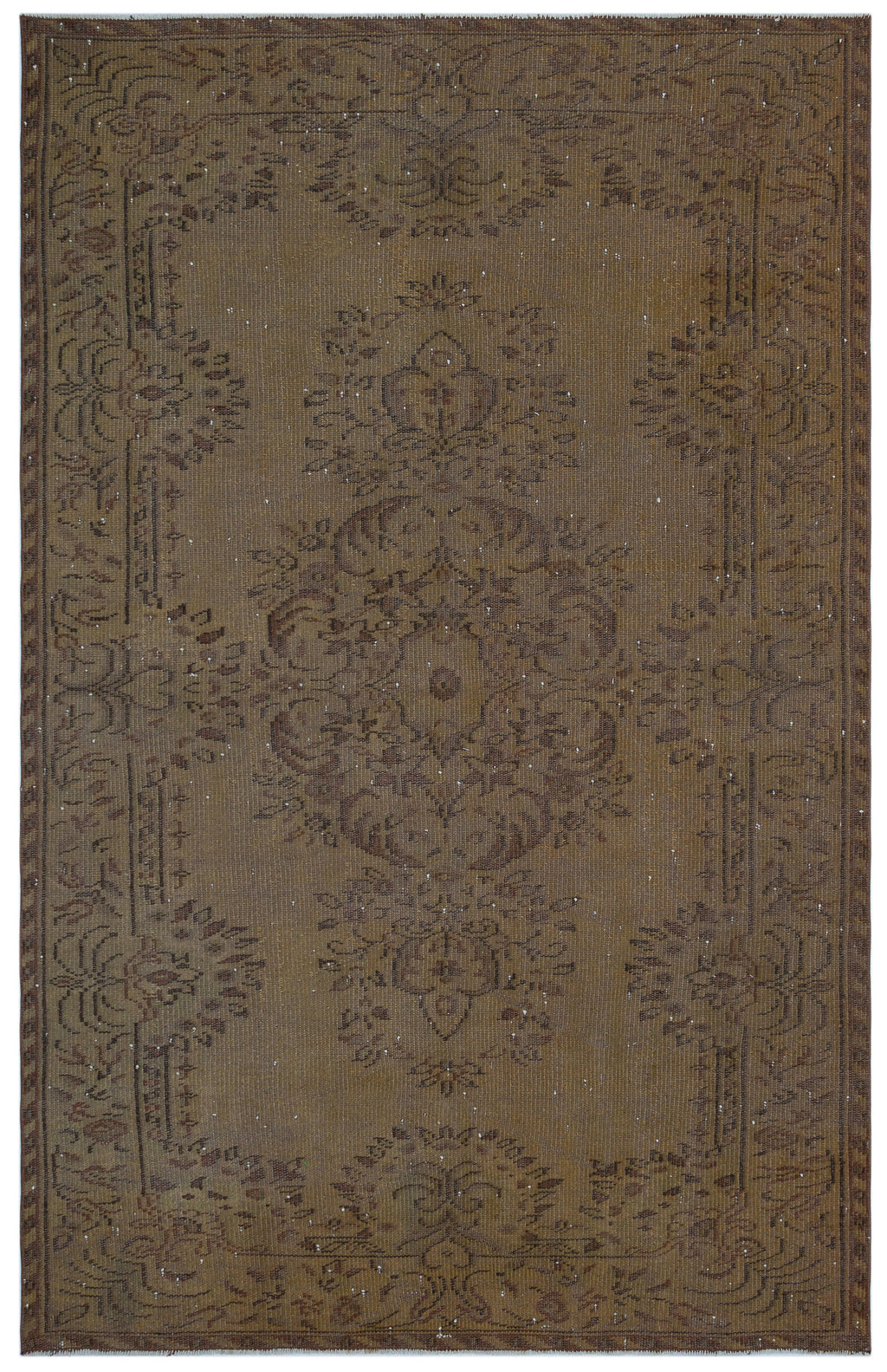 Brown Over Dyed Vintage Rug 5'6'' x 8'6'' ft 168 x 258 cm