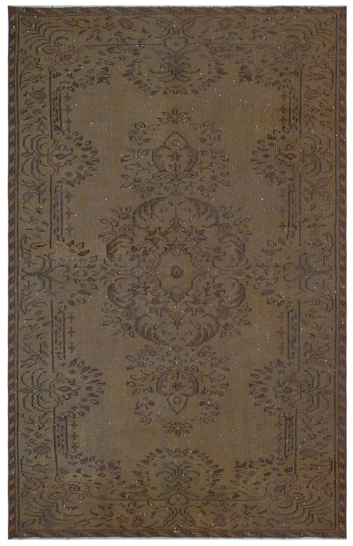 Brown Over Dyed Vintage Rug 5&#39;6&#39;&#39; x 8&#39;6&#39;&#39; ft 168 x 258 cm