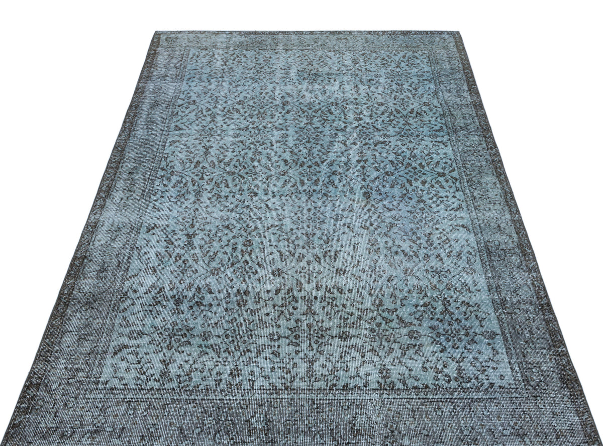 Blue Over Dyed Vintage Rug 4&#39;9&#39;&#39; x 8&#39;2&#39;&#39; ft 145 x 249 cm