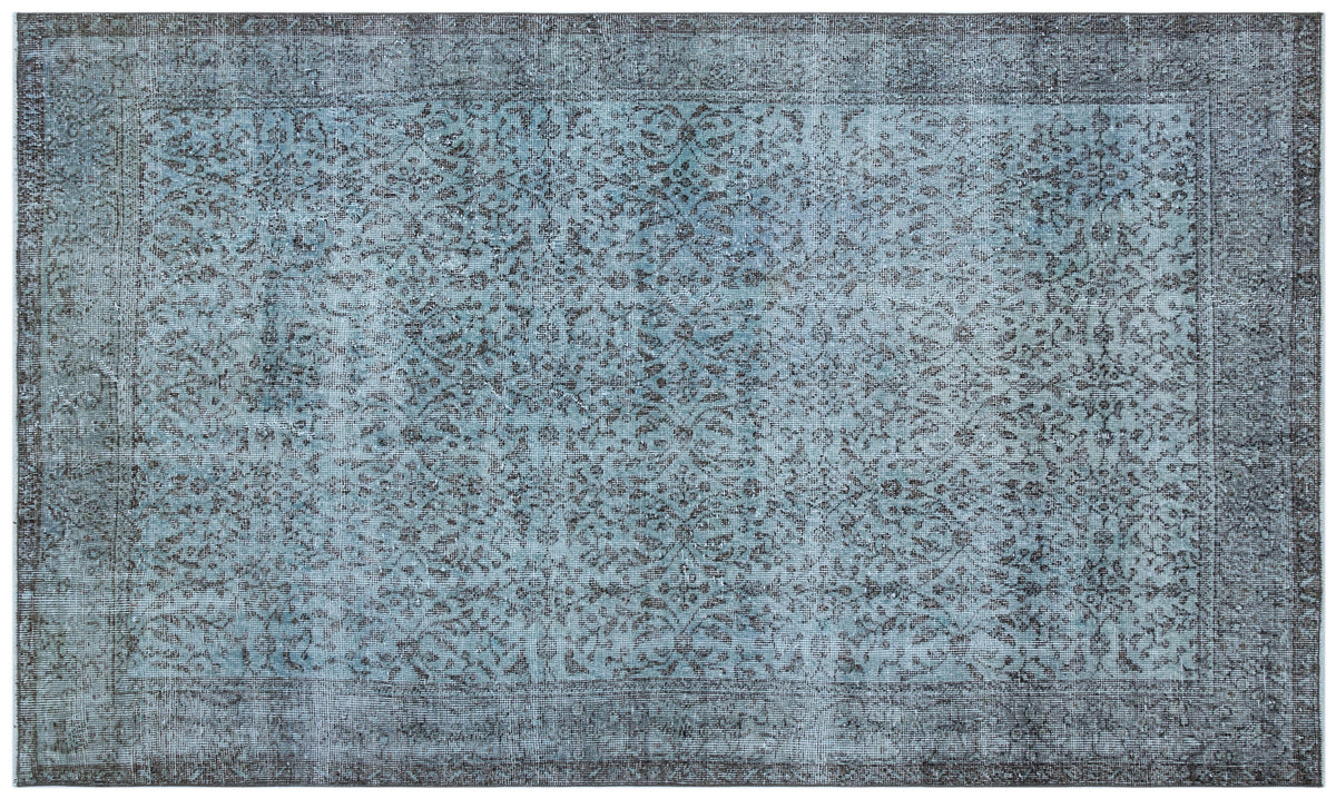 Blue Over Dyed Vintage Rug 4&#39;9&#39;&#39; x 8&#39;2&#39;&#39; ft 145 x 249 cm