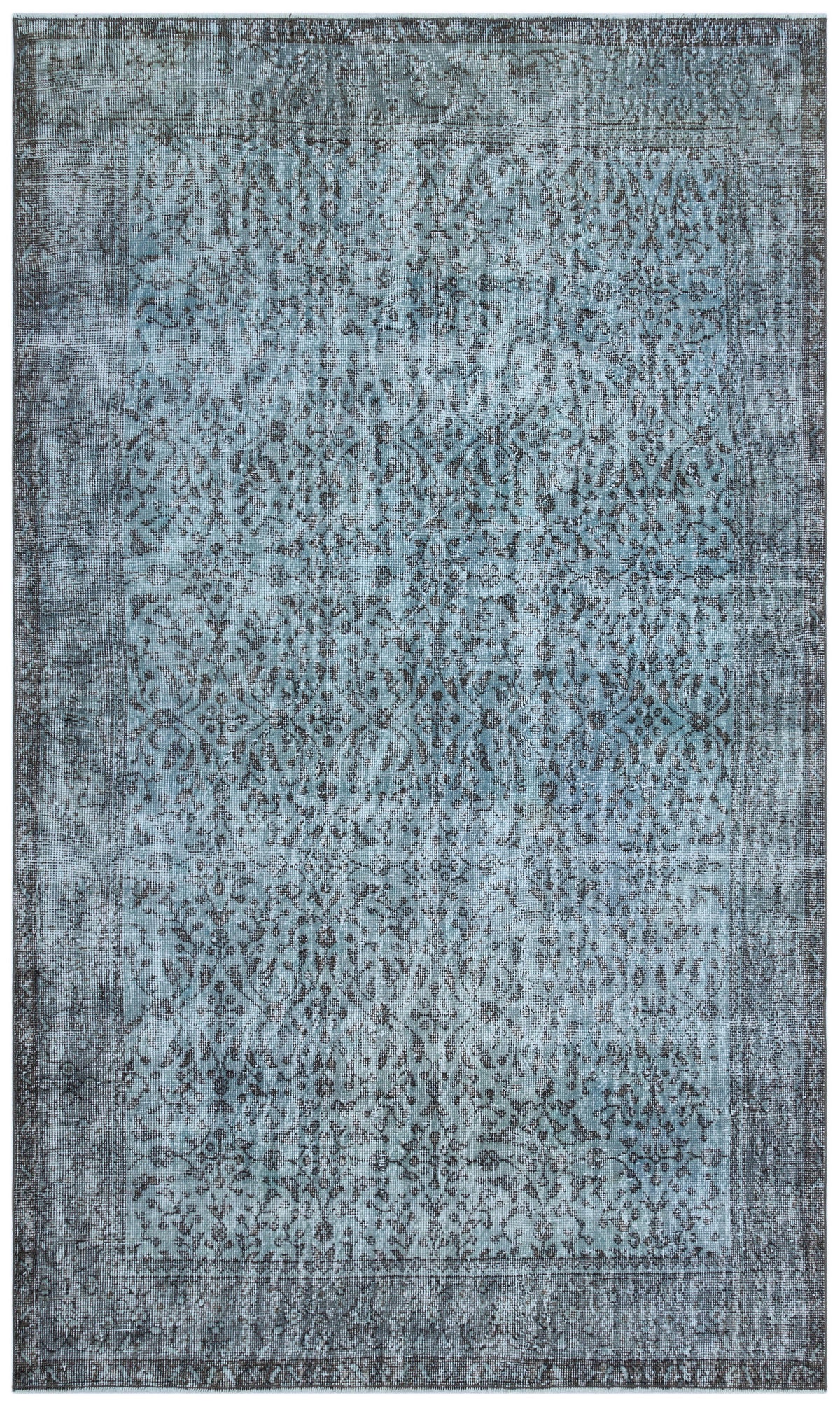 Blue Over Dyed Vintage Rug 4&#39;9&#39;&#39; x 8&#39;2&#39;&#39; ft 145 x 249 cm