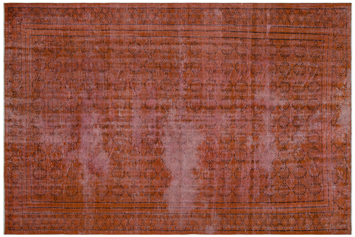 Orange Over Dyed Vintage Rug 6&#39;0&#39;&#39; x 8&#39;10&#39;&#39; ft 183 x 270 cm