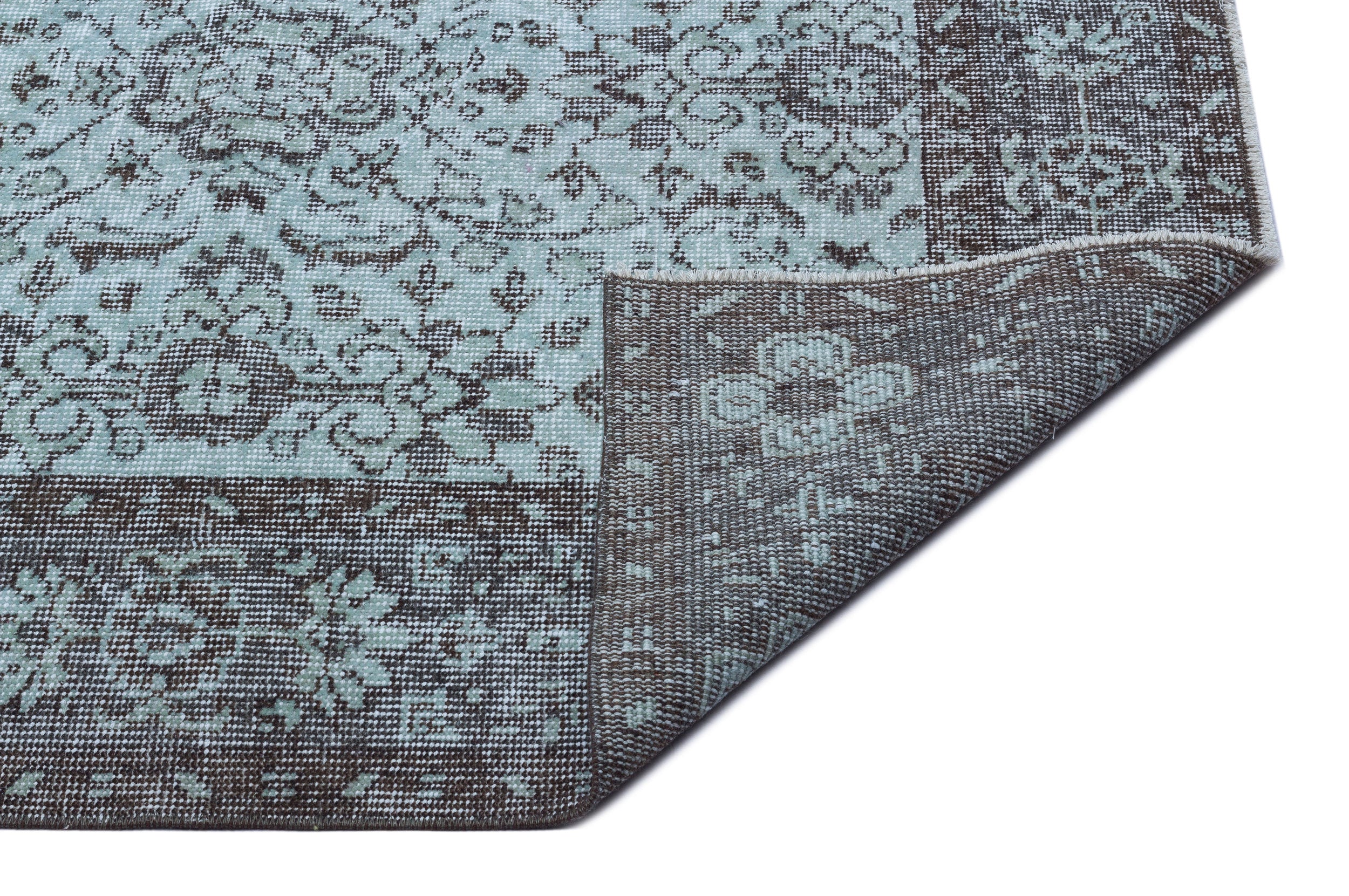 Blue Over Dyed Vintage Rug 5'8'' x 9'1'' ft 172 x 276 cm