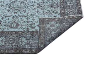 Blue Over Dyed Vintage Rug 5'8'' x 9'1'' ft 172 x 276 cm