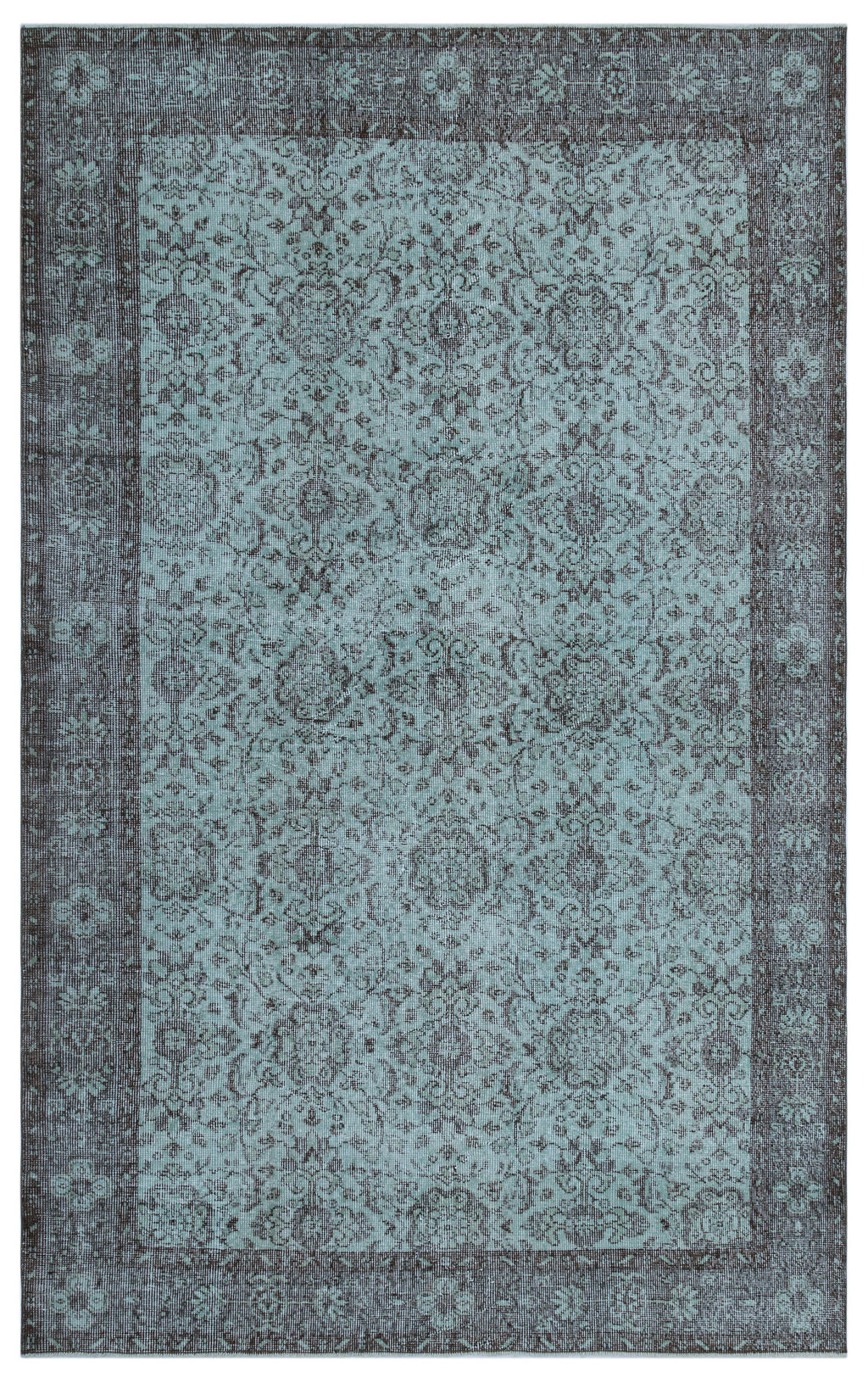 Blue Over Dyed Vintage Rug 5'8'' x 9'1'' ft 172 x 276 cm
