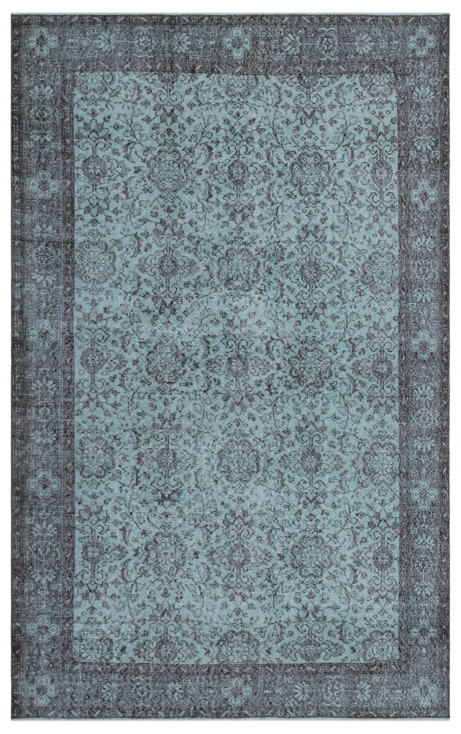 Blue Over Dyed Vintage Rug 5'8'' x 9'1'' ft 172 x 276 cm