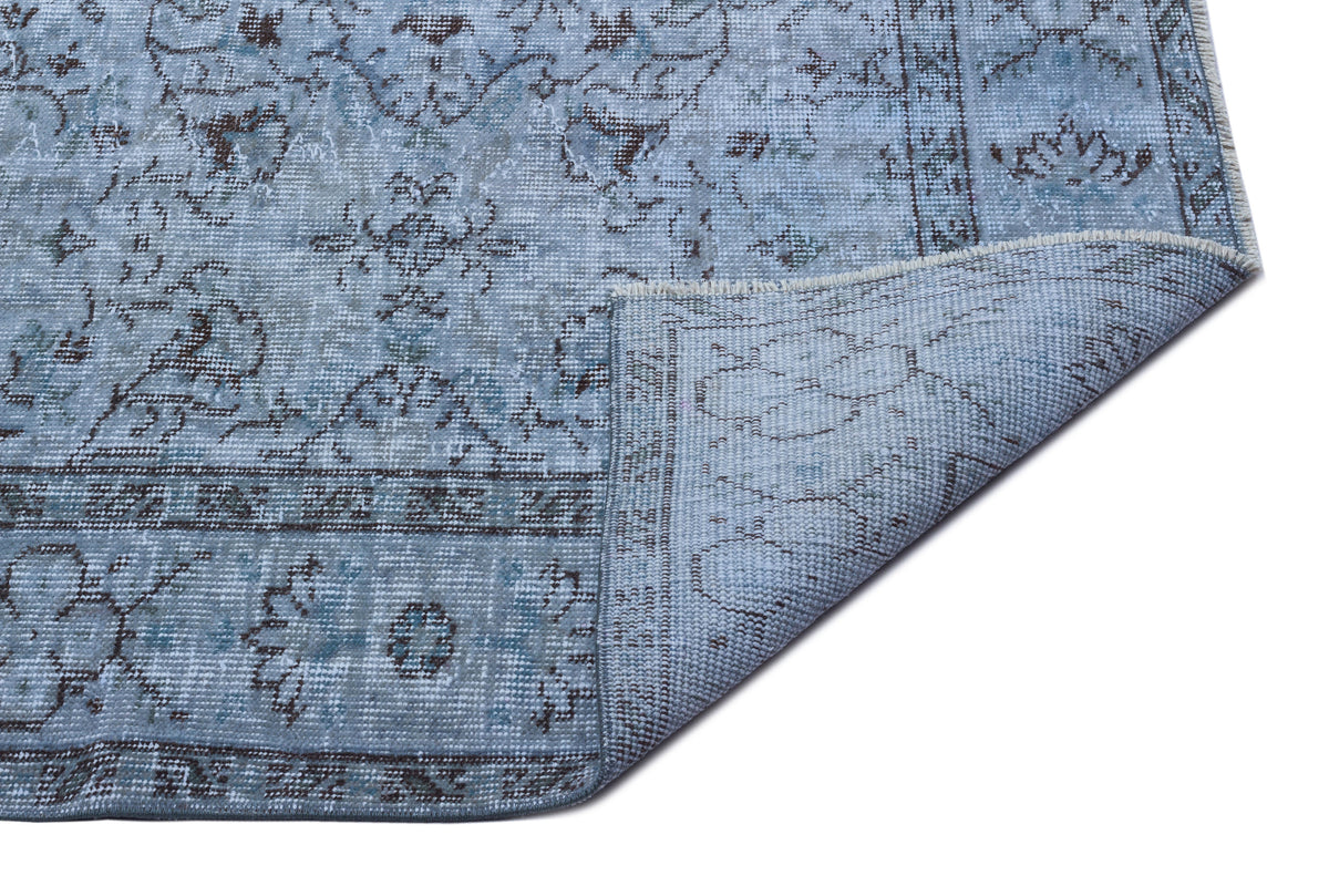 Blue Over Dyed Vintage Rug 5&#39;5&#39;&#39; x 9&#39;7&#39;&#39; ft 166 x 292 cm