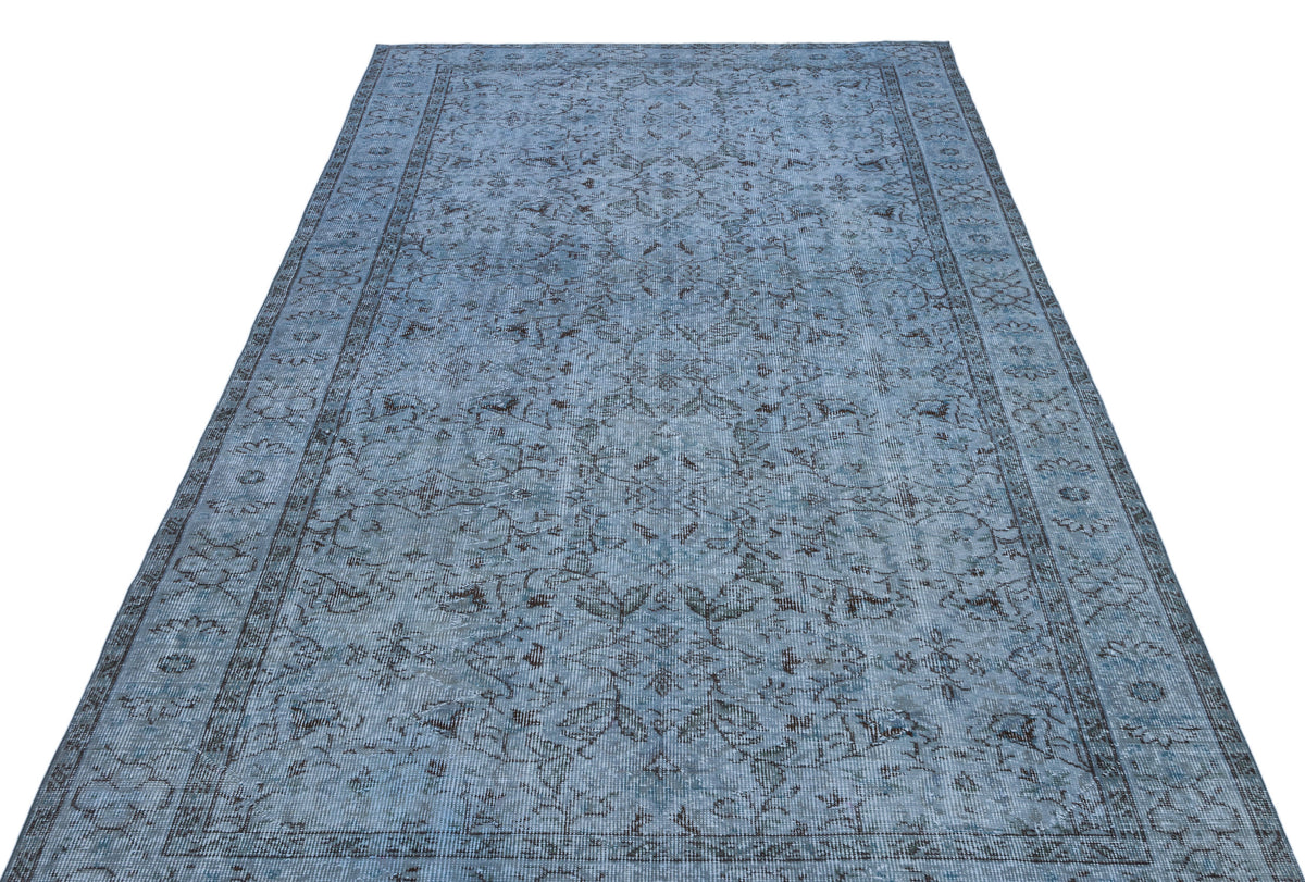 Blue Over Dyed Vintage Rug 5&#39;5&#39;&#39; x 9&#39;7&#39;&#39; ft 166 x 292 cm