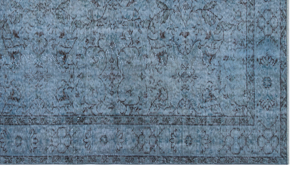 Blue Over Dyed Vintage Rug 5&#39;5&#39;&#39; x 9&#39;7&#39;&#39; ft 166 x 292 cm
