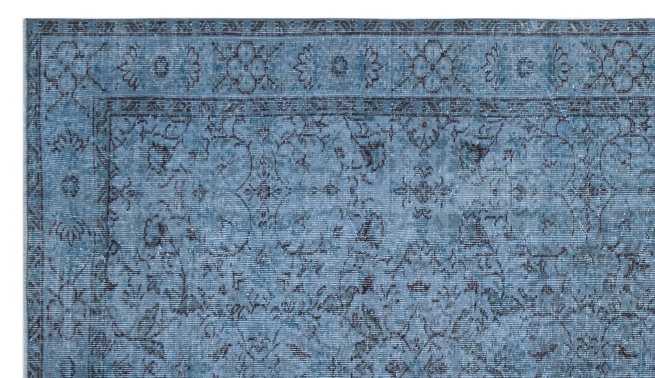 Blue Over Dyed Vintage Rug 5'5'' x 9'7'' ft 166 x 292 cm