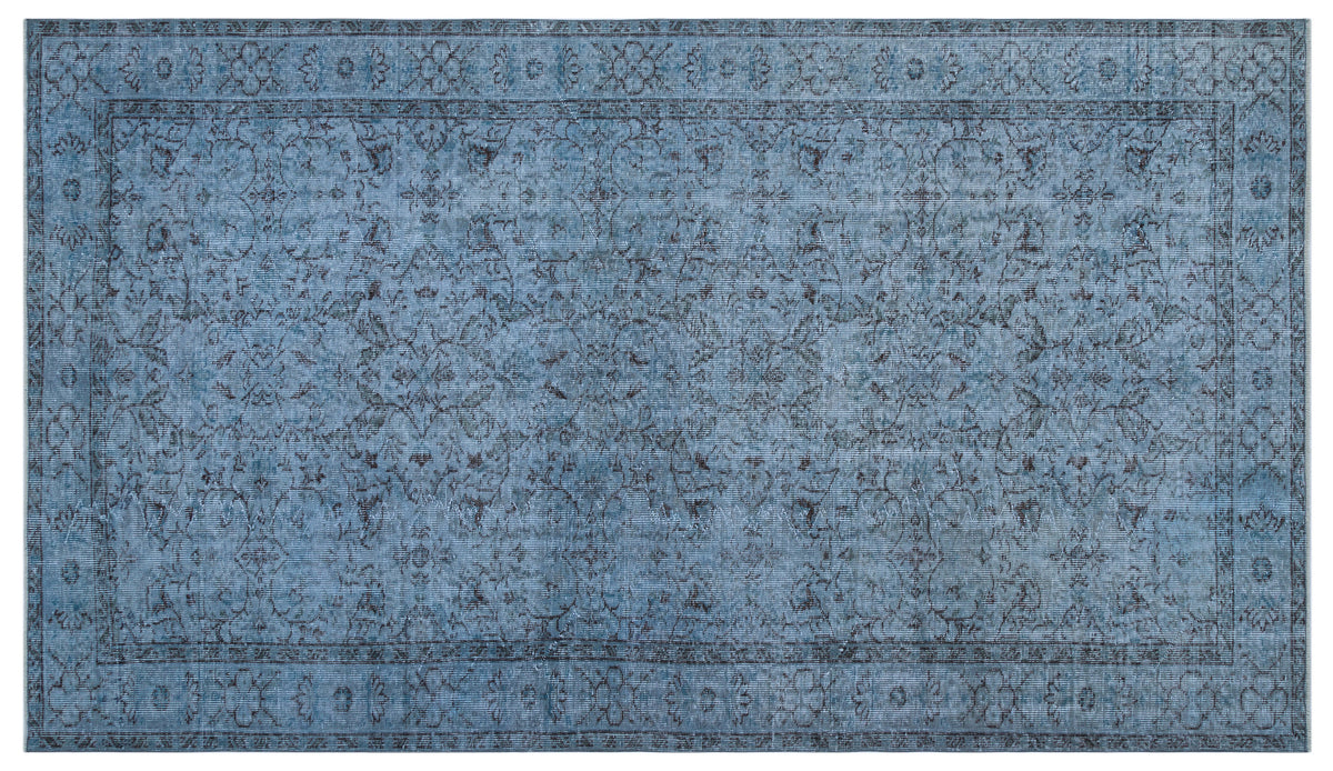 Blue Over Dyed Vintage Rug 5&#39;5&#39;&#39; x 9&#39;7&#39;&#39; ft 166 x 292 cm