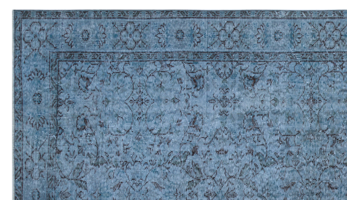 Blue Over Dyed Vintage Rug 5&#39;5&#39;&#39; x 9&#39;7&#39;&#39; ft 166 x 292 cm