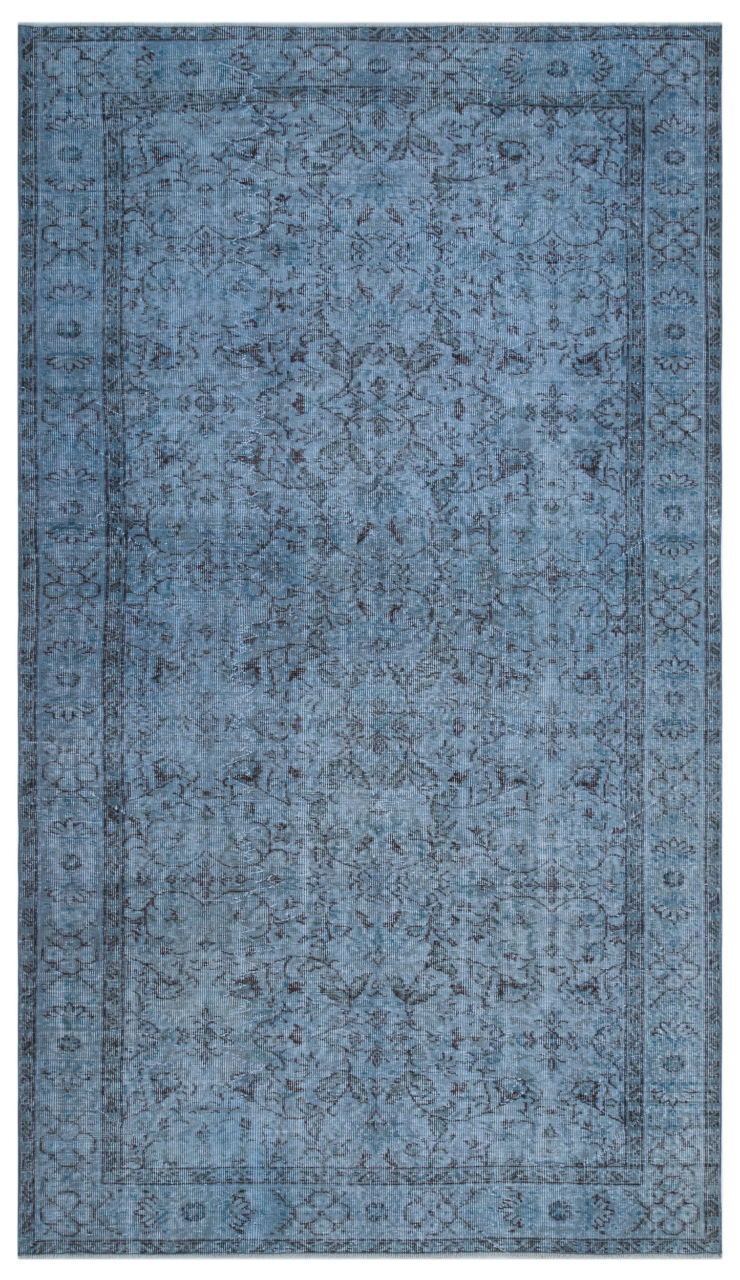 Blue Over Dyed Vintage Rug 5'5'' x 9'7'' ft 166 x 292 cm