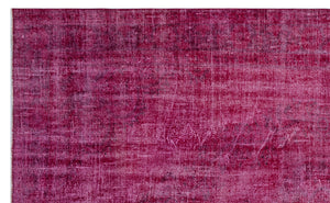 Fuchsia Over Dyed Vintage Rug 5'8'' x 9'2'' ft 172 x 280 cm