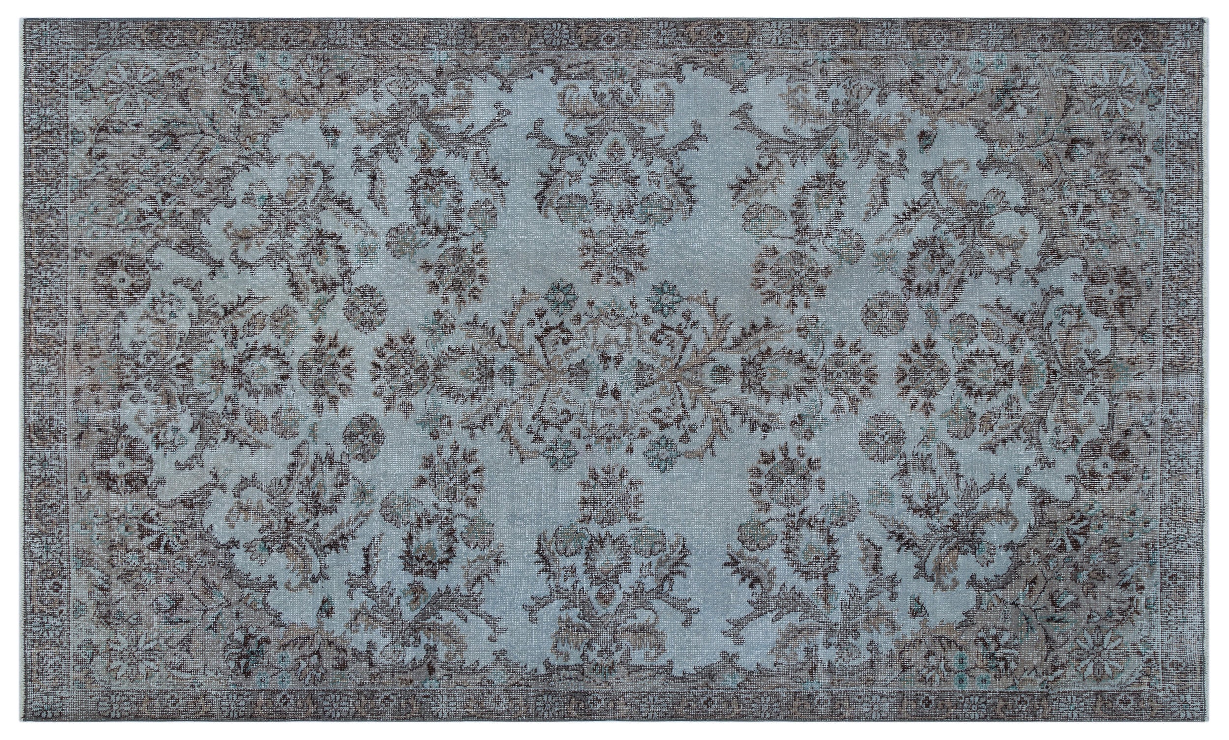 Blue Over Dyed Vintage Rug 5'5'' x 8'11'' ft 165 x 271 cm