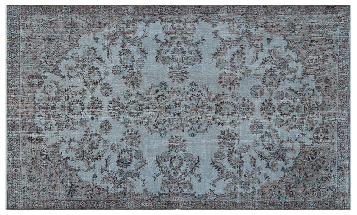 Blue Over Dyed Vintage Rug 5&#39;5&#39;&#39; x 8&#39;11&#39;&#39; ft 165 x 271 cm