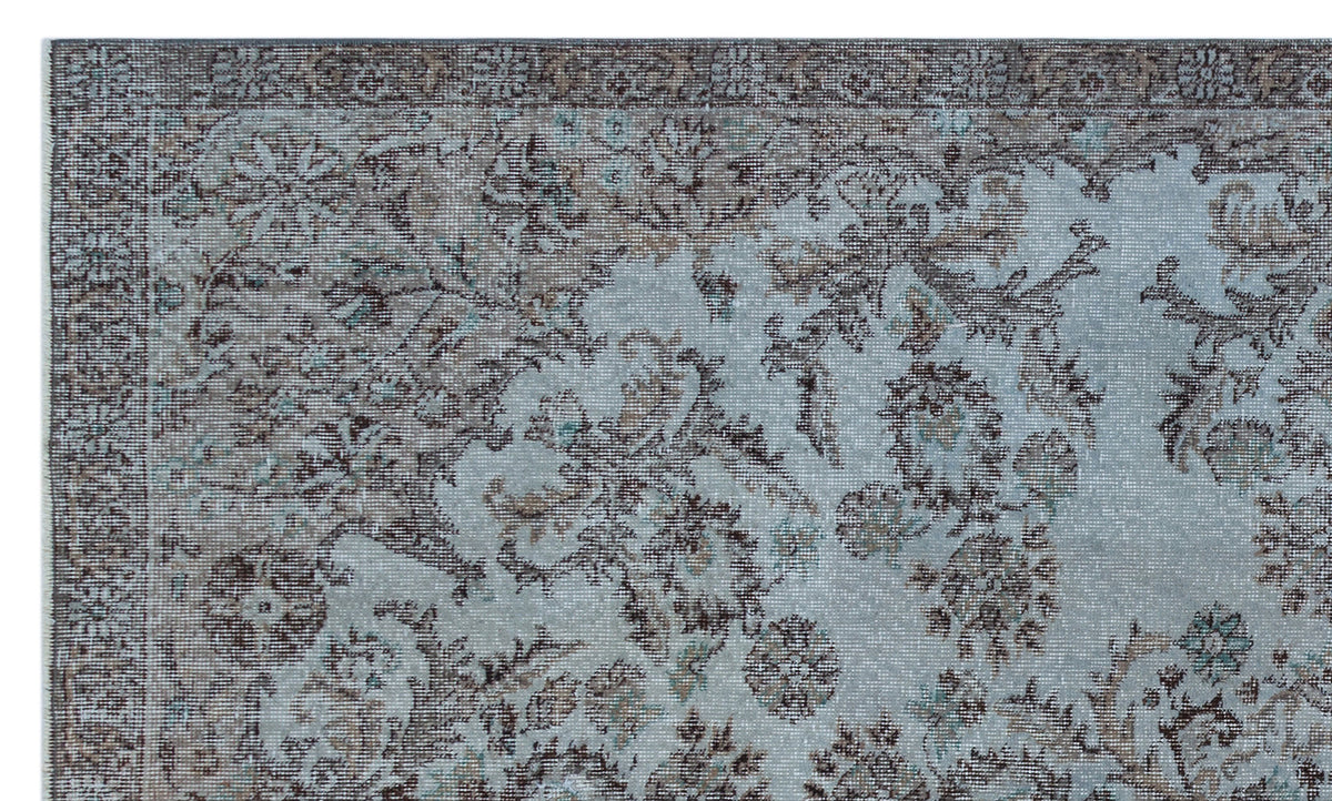 Blue Over Dyed Vintage Rug 5&#39;5&#39;&#39; x 8&#39;11&#39;&#39; ft 165 x 271 cm