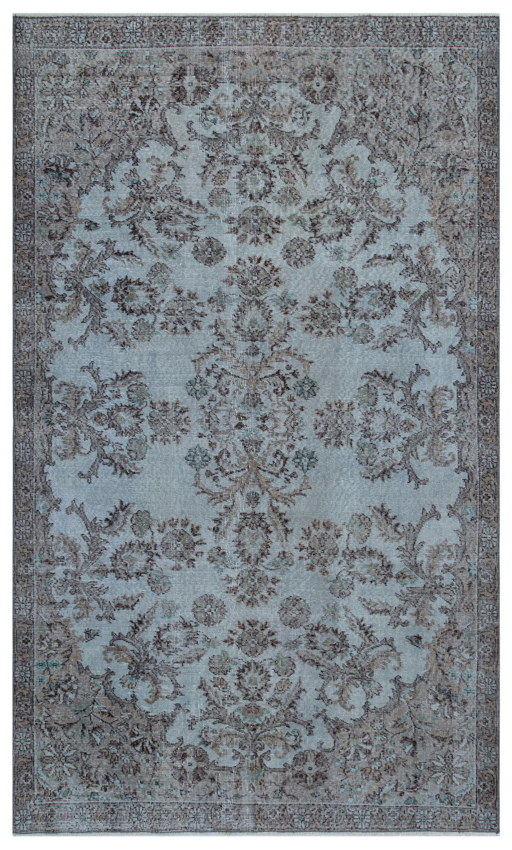 Blue Over Dyed Vintage Rug 5'5'' x 8'11'' ft 165 x 271 cm
