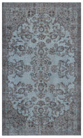 Blue Over Dyed Vintage Rug 5'5'' x 8'11'' ft 165 x 271 cm