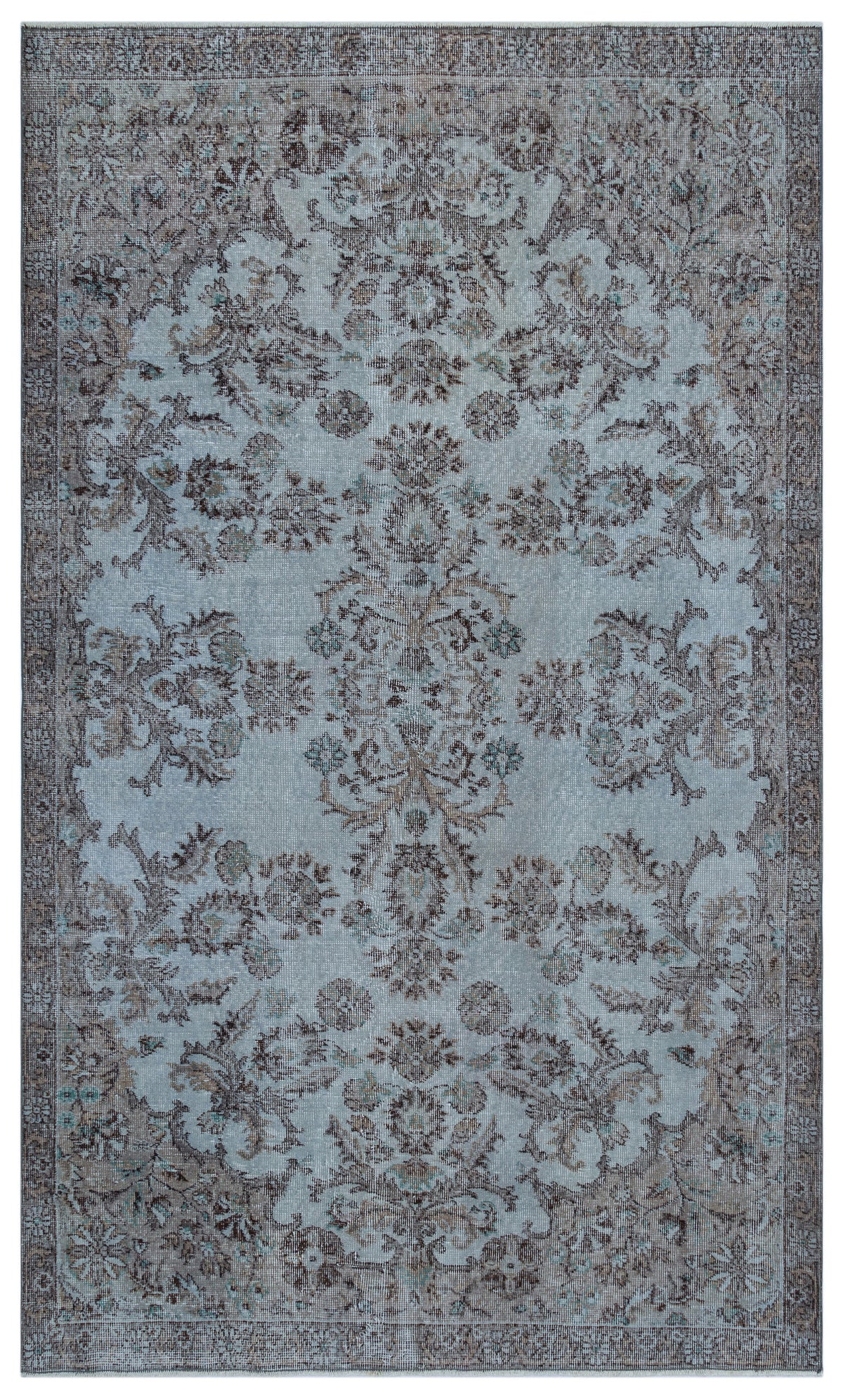 Blue Over Dyed Vintage Rug 5&#39;5&#39;&#39; x 8&#39;11&#39;&#39; ft 165 x 271 cm