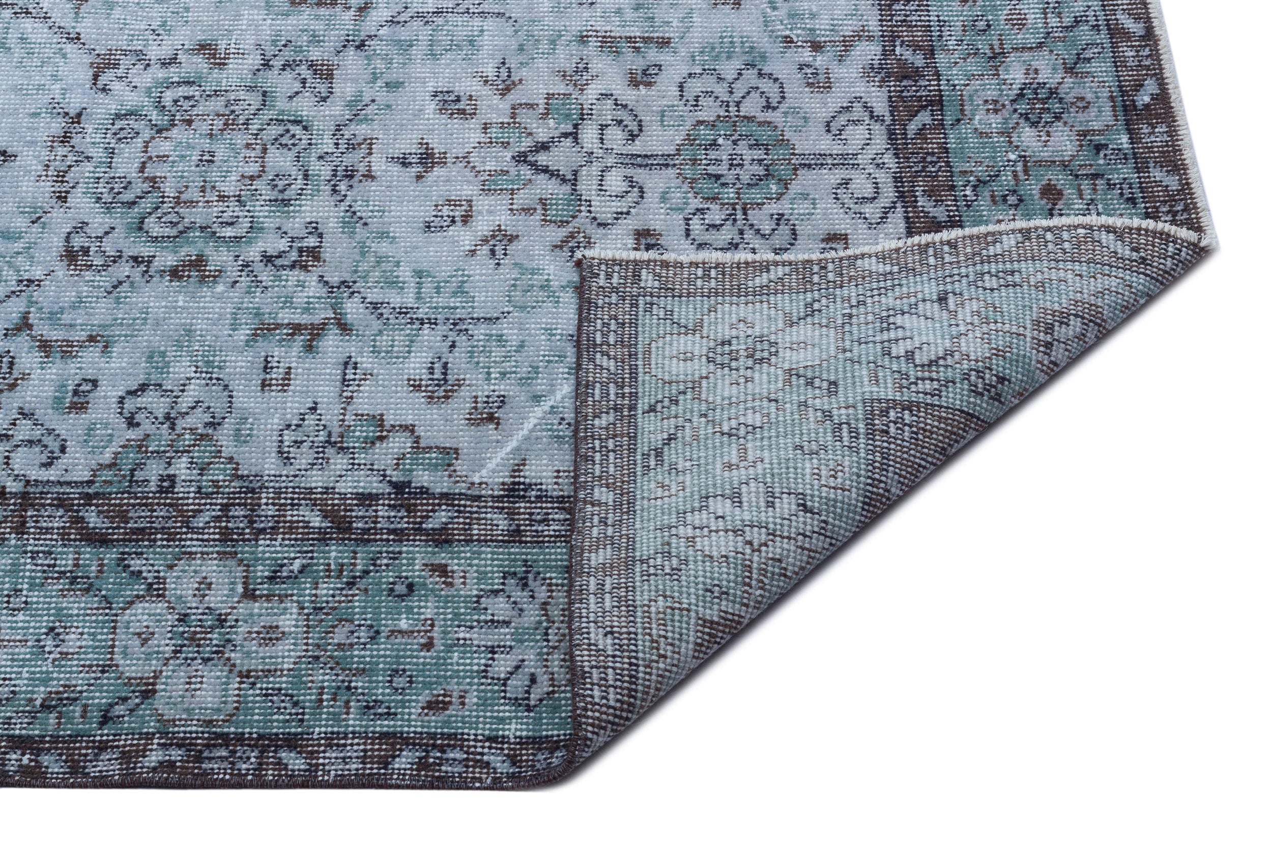 Blue Over Dyed Vintage Rug 5'4'' x 9'2'' ft 162 x 280 cm
