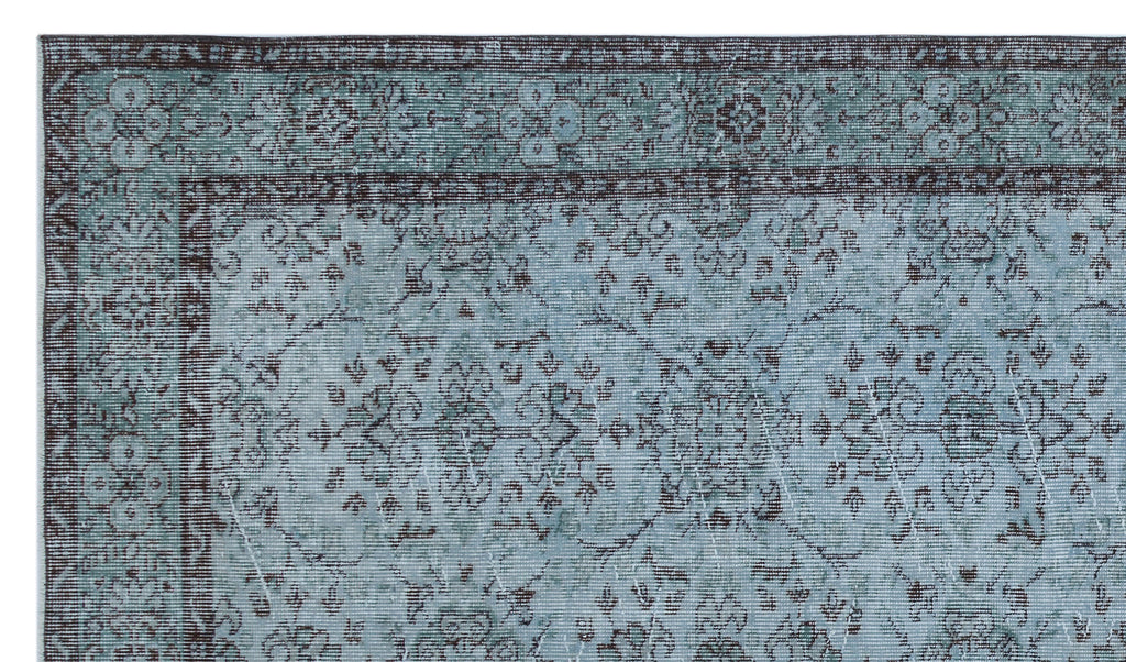 Blue Over Dyed Vintage Rug 5'4'' x 9'2'' ft 162 x 280 cm