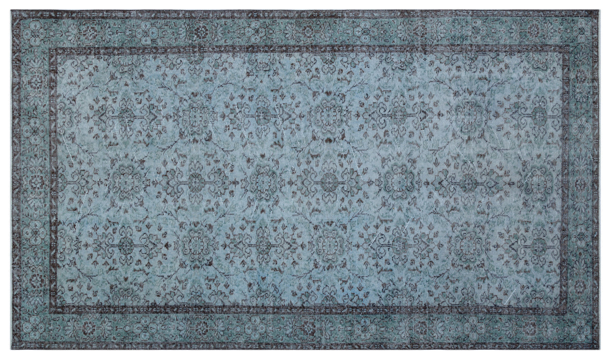 Blue Over Dyed Vintage Rug 5&#39;4&#39;&#39; x 9&#39;2&#39;&#39; ft 162 x 280 cm