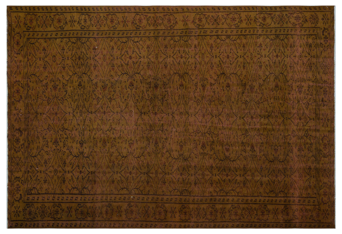 Brown Over Dyed Vintage Rug 6&#39;0&#39;&#39; x 8&#39;11&#39;&#39; ft 184 x 272 cm