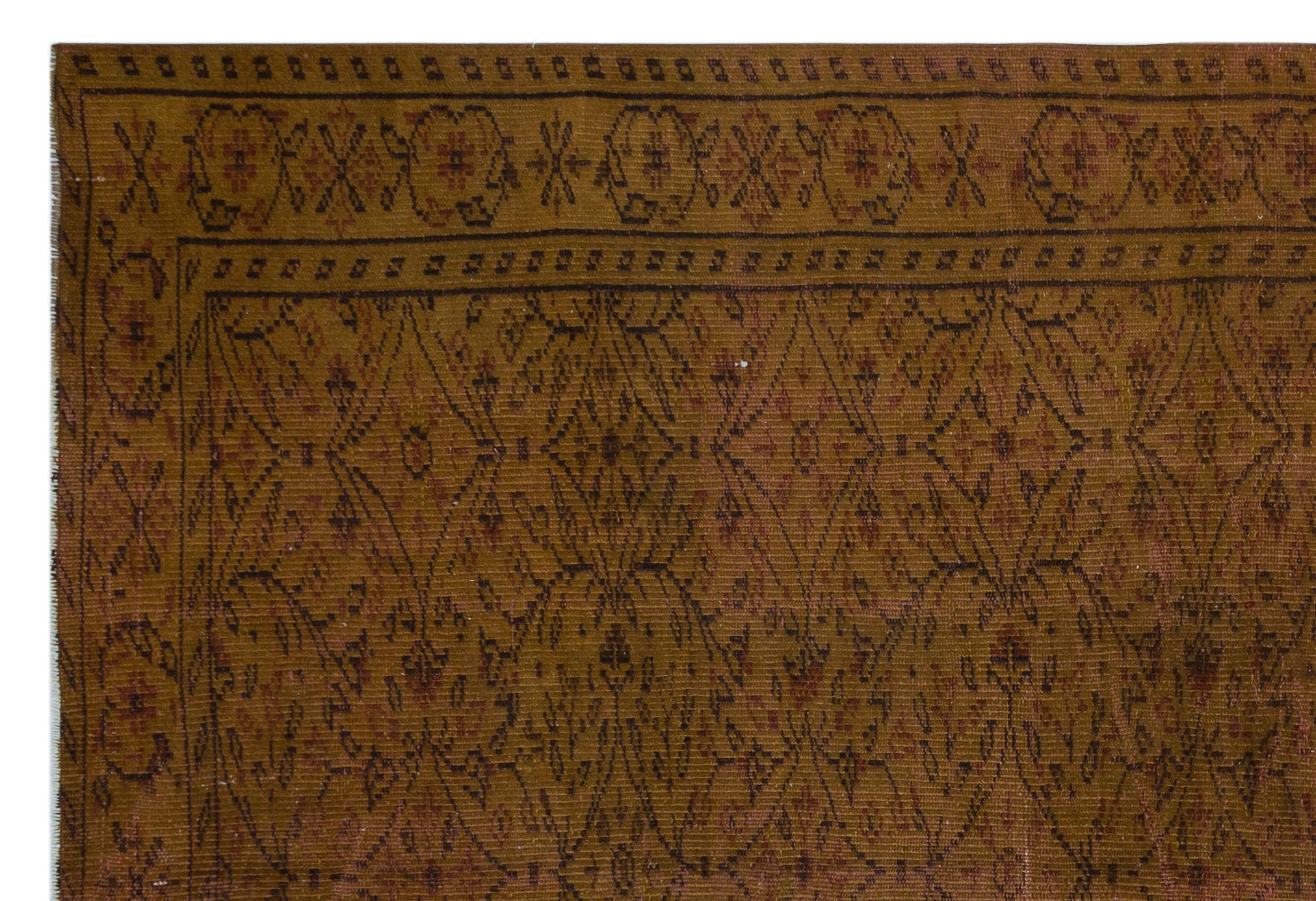 Brown Over Dyed Vintage Rug 6'0'' x 8'11'' ft 184 x 272 cm