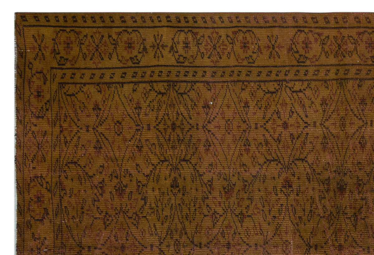 Brown Over Dyed Vintage Rug 6&#39;0&#39;&#39; x 8&#39;11&#39;&#39; ft 184 x 272 cm