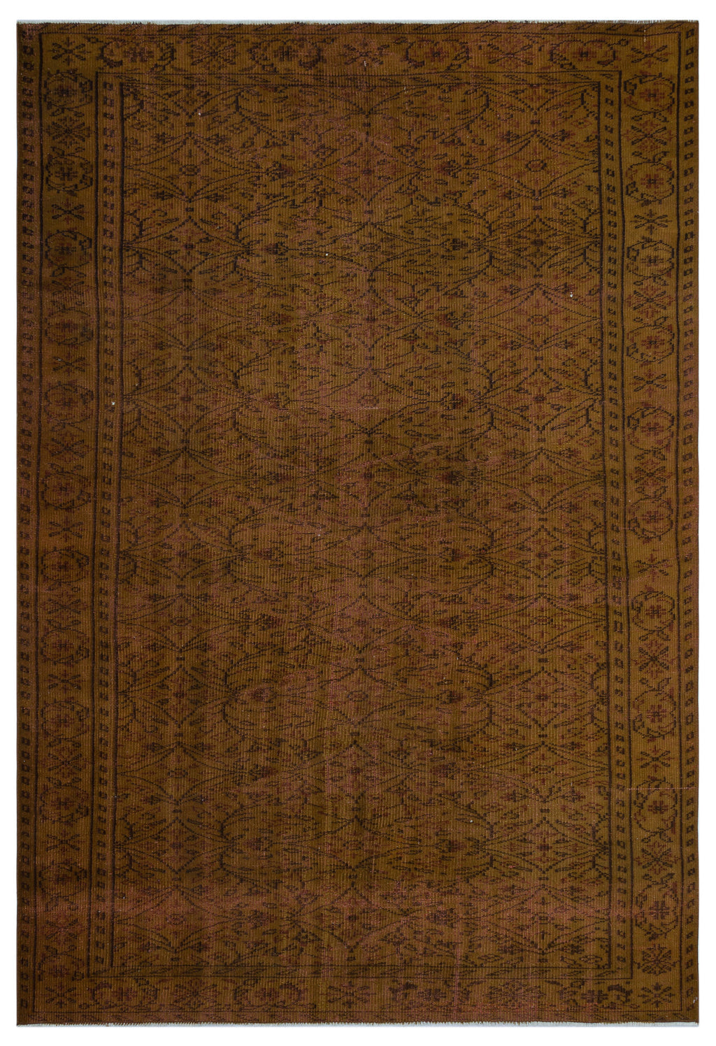 Brown Over Dyed Vintage Rug 6'0'' x 8'11'' ft 184 x 272 cm