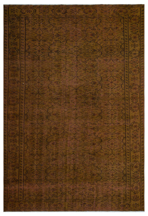 Brown Over Dyed Vintage Rug 6'0'' x 8'11'' ft 184 x 272 cm