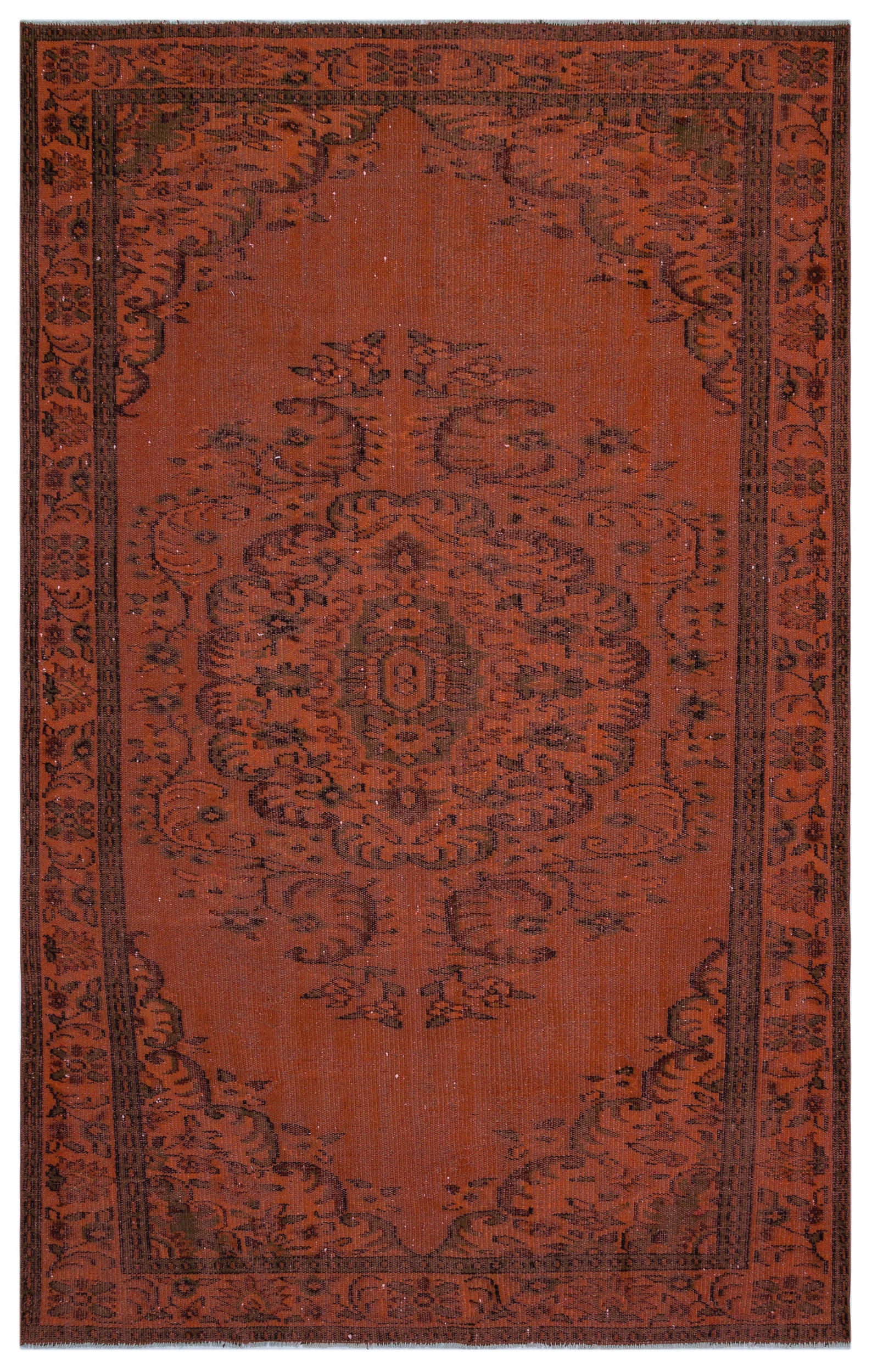 Orange Over Dyed Vintage Rug 5'9'' x 9'1'' ft 176 x 276 cm