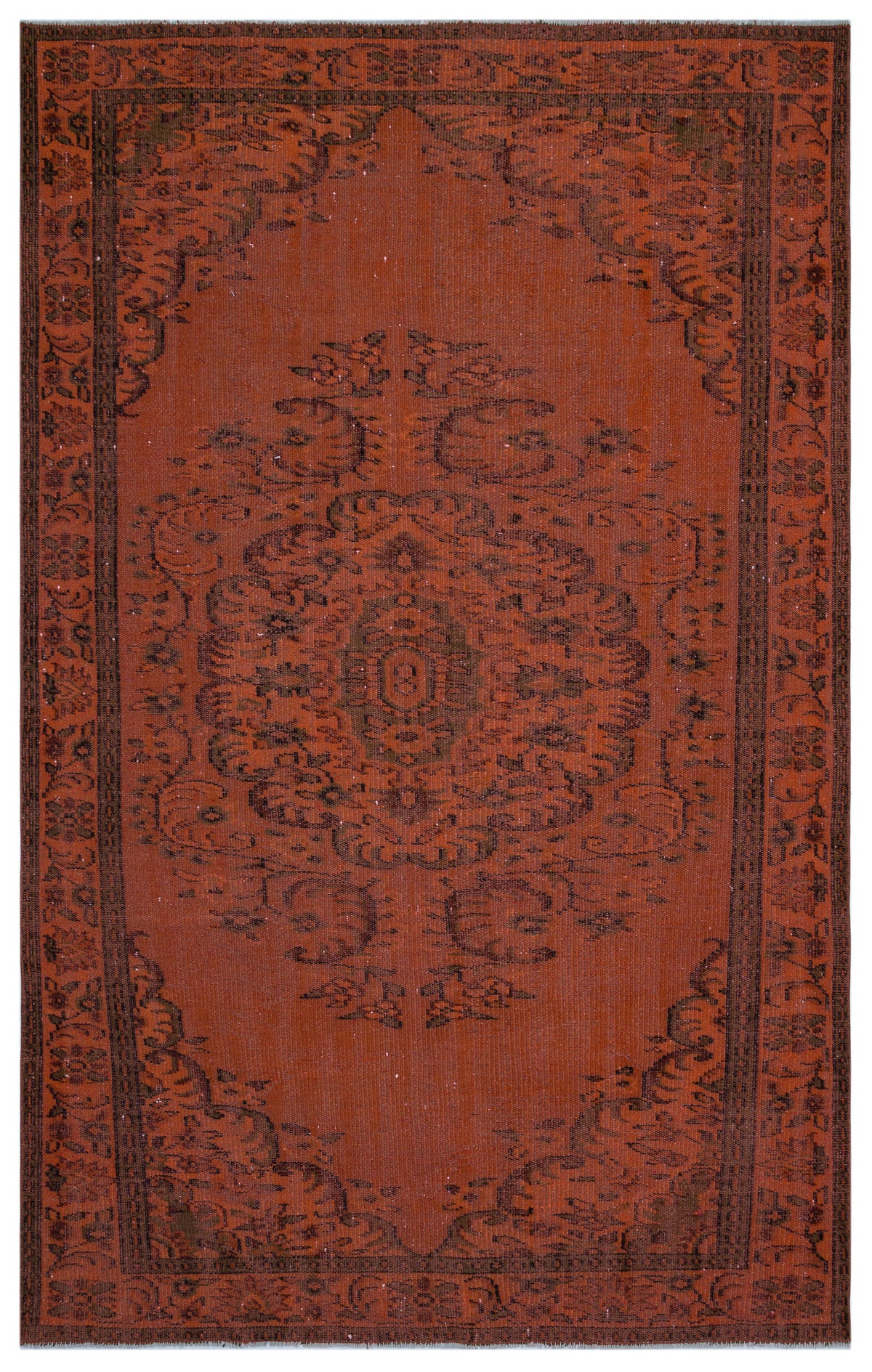 Orange Over Dyed Vintage Rug 5&#39;9&#39;&#39; x 9&#39;1&#39;&#39; ft 176 x 276 cm