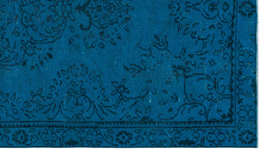 Turquoise  Over Dyed Vintage Rug 4'10'' x 8'7'' ft 148 x 262 cm