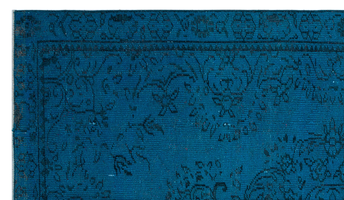 Turquoise  Over Dyed Vintage Rug 4&#39;10&#39;&#39; x 8&#39;7&#39;&#39; ft 148 x 262 cm