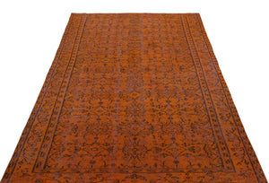 Brown Over Dyed Vintage Rug 5'5'' x 8'9'' ft 165 x 266 cm