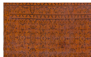 Brown Over Dyed Vintage Rug 5'5'' x 8'9'' ft 165 x 266 cm
