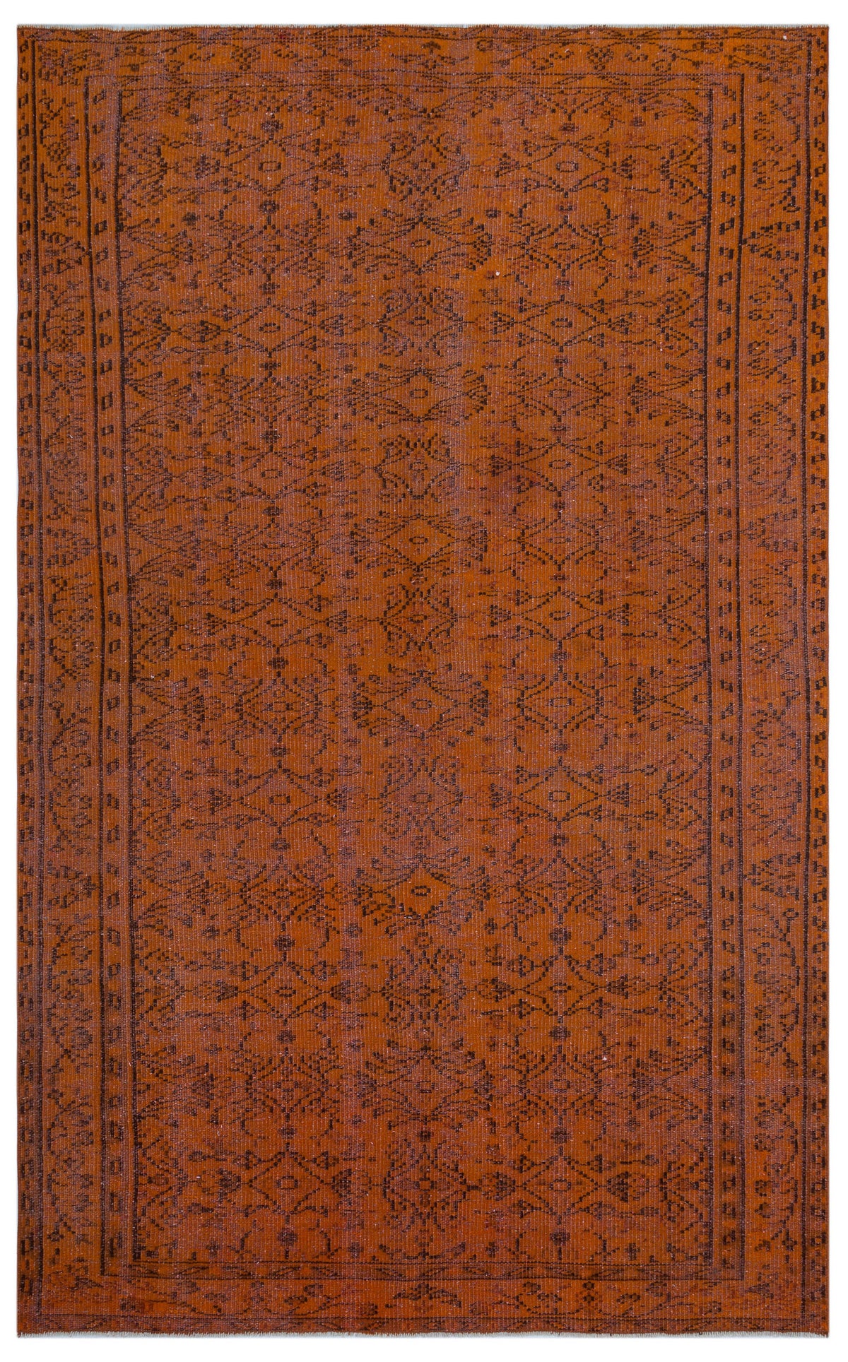 Brown Over Dyed Vintage Rug 5&#39;5&#39;&#39; x 8&#39;9&#39;&#39; ft 165 x 266 cm
