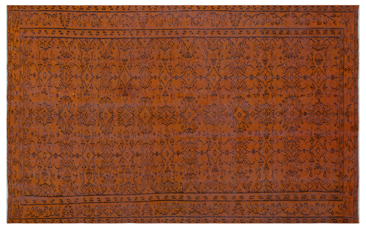 Brown Over Dyed Vintage Rug 5&#39;5&#39;&#39; x 8&#39;9&#39;&#39; ft 165 x 266 cm