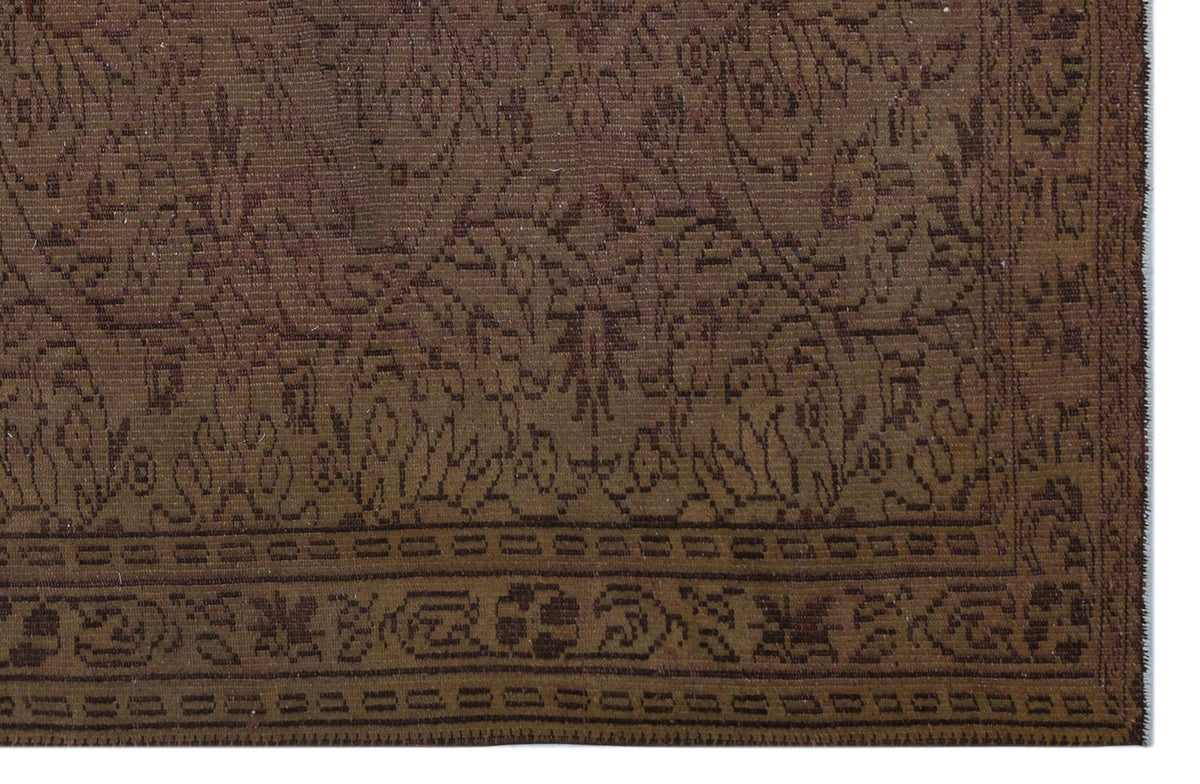 Brown Over Dyed Vintage Rug 5&#39;9&#39;&#39; x 8&#39;8&#39;&#39; ft 174 x 264 cm