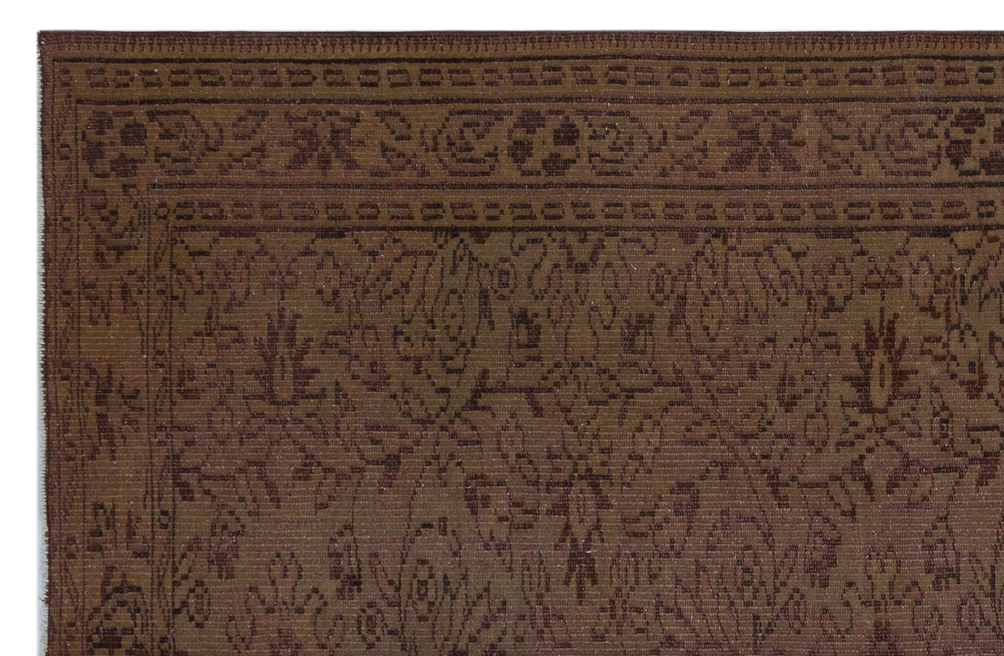 Brown Over Dyed Vintage Rug 5'9'' x 8'8'' ft 174 x 264 cm
